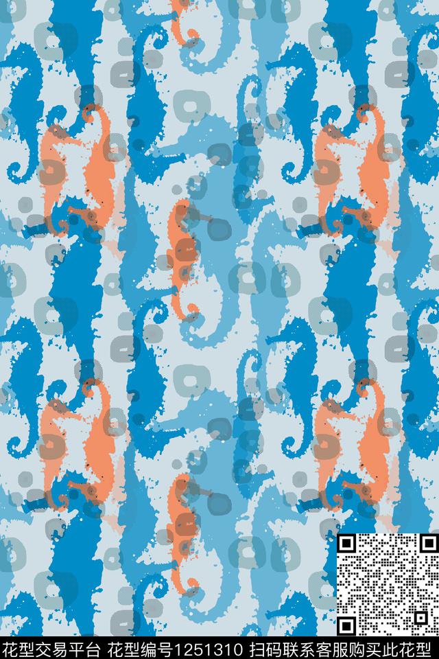 海马热带海滨度假海底宝藏传统印花华亿平台下载（图片编号: 1251310） - 瓦栏（Walan）