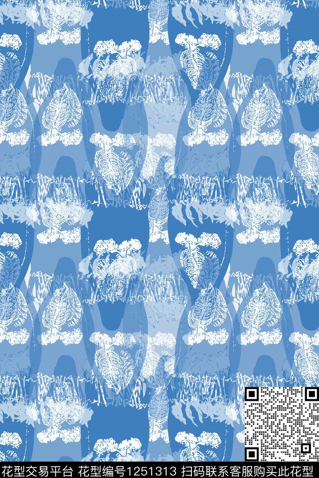 抽象花卉热带海滨度假抽象数码印花华亿平台下载（图片编号: 1251313） - 瓦栏（Walan）