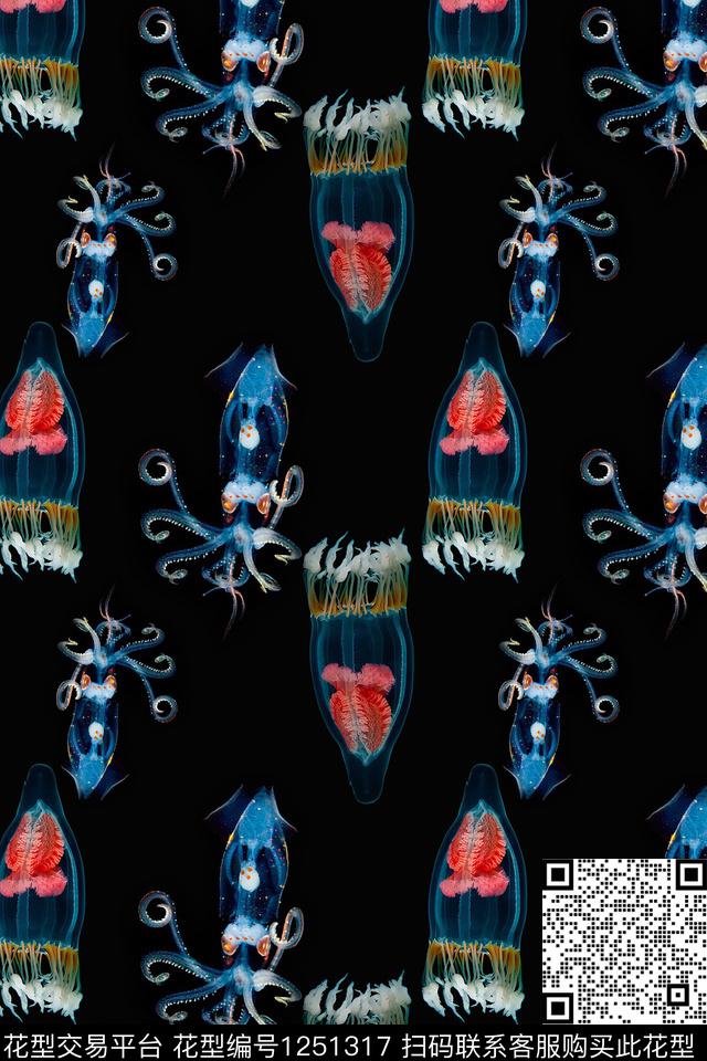 海底宝藏海洋公园鸟昆虫图案数码印花华亿平台下载（图片编号: 1251317） - 瓦栏（Walan）