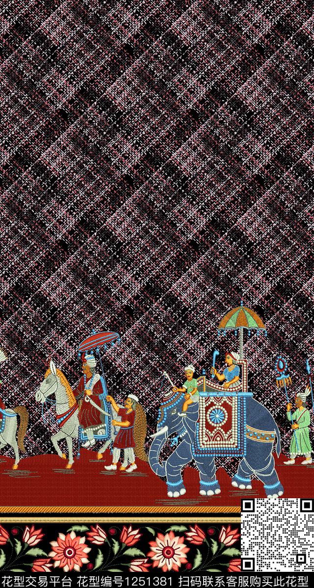 定位花人物花卉数码印花华亿平台下载（图片编号: 1251381） - 瓦栏（Walan）