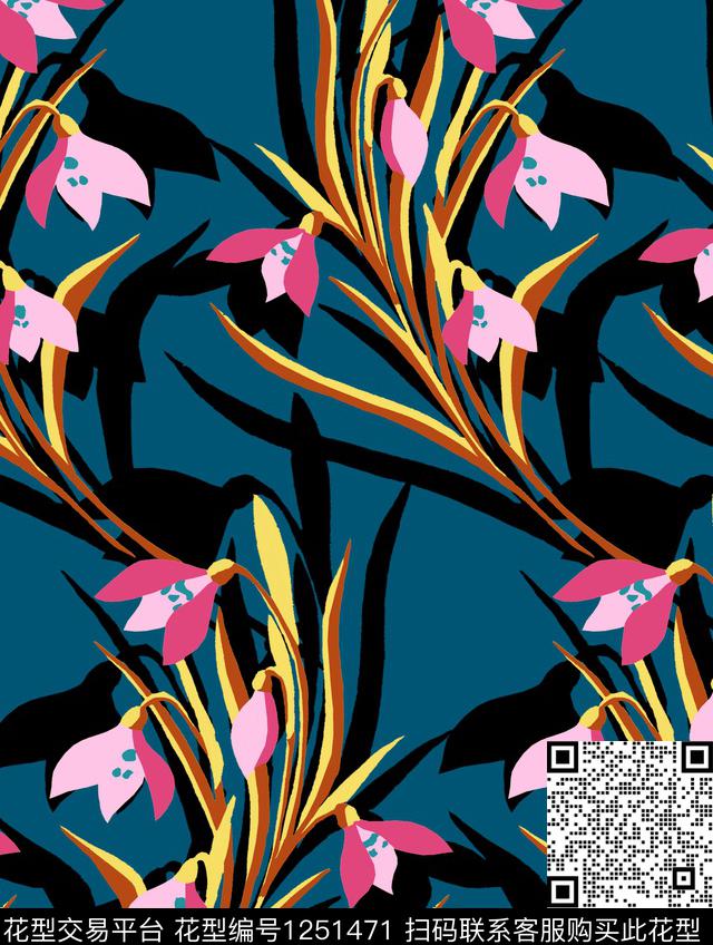 花卉数码印花华亿平台下载（图片编号: 1251471） - 瓦栏（Walan）