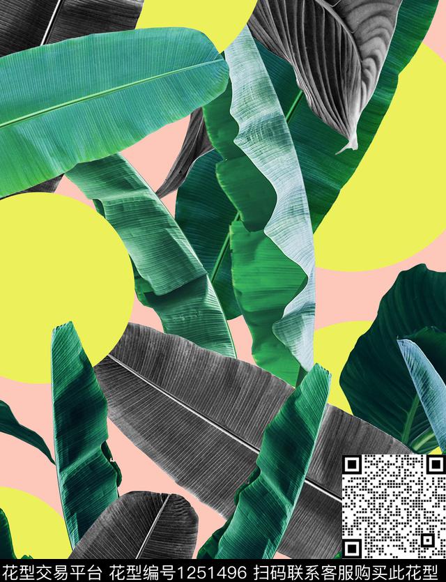 棕榈树绿植树叶热带华亿平台数码印花华亿平台下载（图片编号: 1251496） - 瓦栏（Walan）