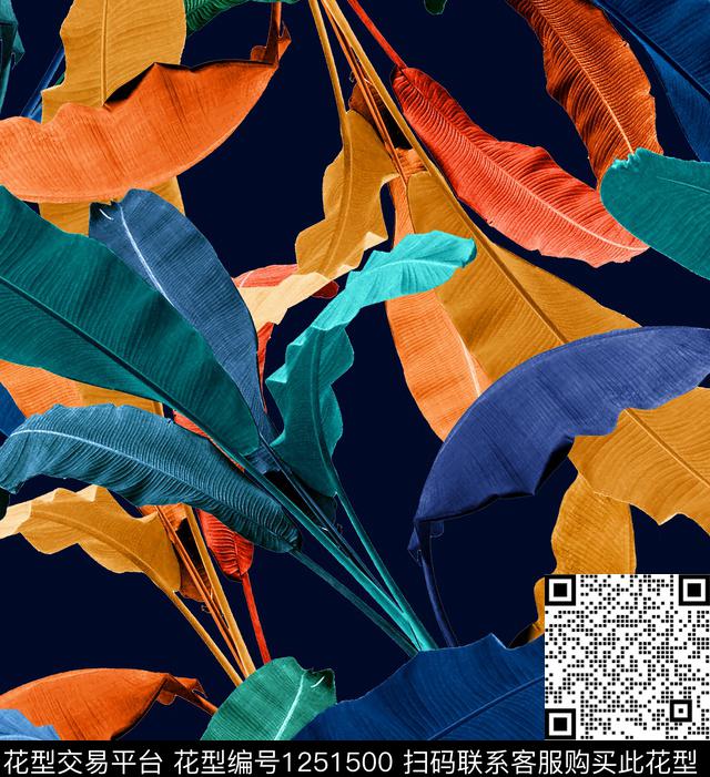 棕榈树绿植树叶热带华亿平台数码印花华亿平台下载（图片编号: 1251500） - 瓦栏（Walan）