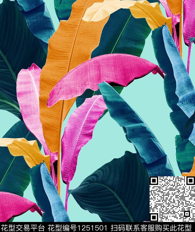 棕榈树绿植树叶热带华亿平台数码印花华亿平台下载（图片编号: 1251501） - 瓦栏（Walan）