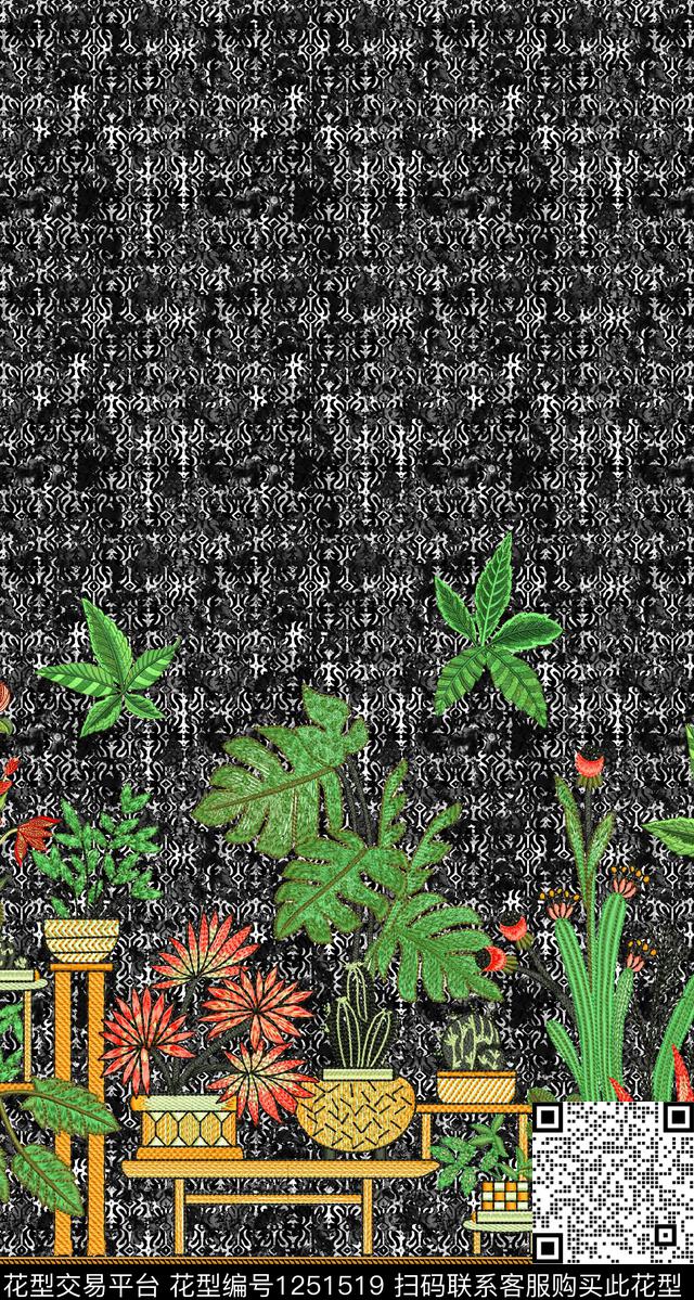 定位花植物绿植树叶数码印花华亿平台下载（图片编号: 1251519） - 瓦栏（Walan）