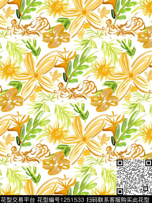 小碎花蓝莓watercolor数码印花华亿平台下载（图片编号: 1251533） - 瓦栏（Walan）