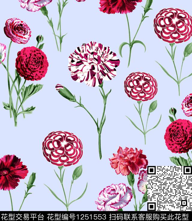 DOLCEGABBANA玫瑰花康乃馨数码印花华亿平台下载（图片编号: 1251553） - 瓦栏（Walan）