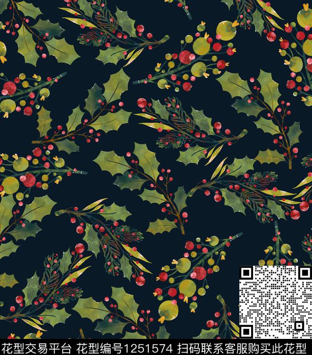 小碎花蓝莓watercolor数码印花华亿平台下载（图片编号: 1251574） - 瓦栏（Walan）