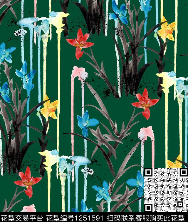 小碎花蓝莓watercolor数码印花华亿平台下载（图片编号: 1251591） - 瓦栏（Walan）