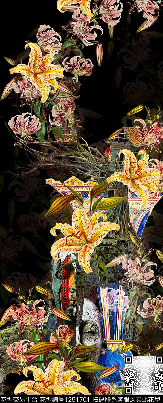 花卉数码定位花创意数码印花华亿平台下载（图片编号: 1251701） - 瓦栏（Walan）