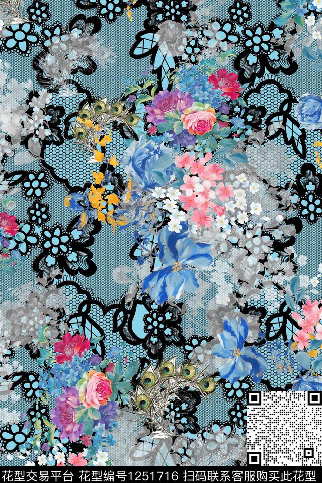 花卉底纹电脑合成数码印花华亿平台下载（图片编号: 1251716） - 瓦栏（Walan）