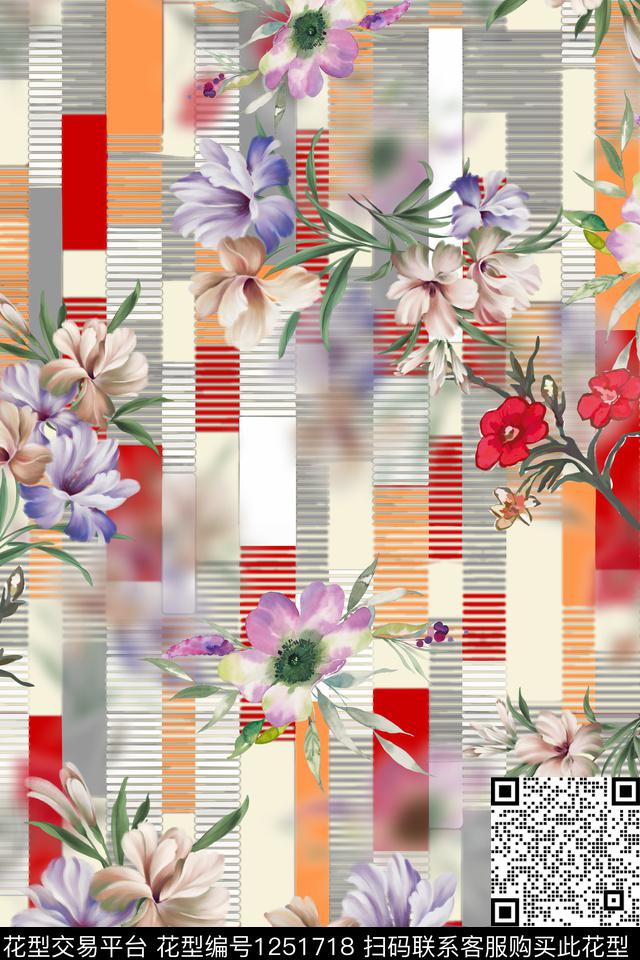花卉底纹电脑合成数码印花华亿平台下载（图片编号: 1251718） - 瓦栏（Walan）