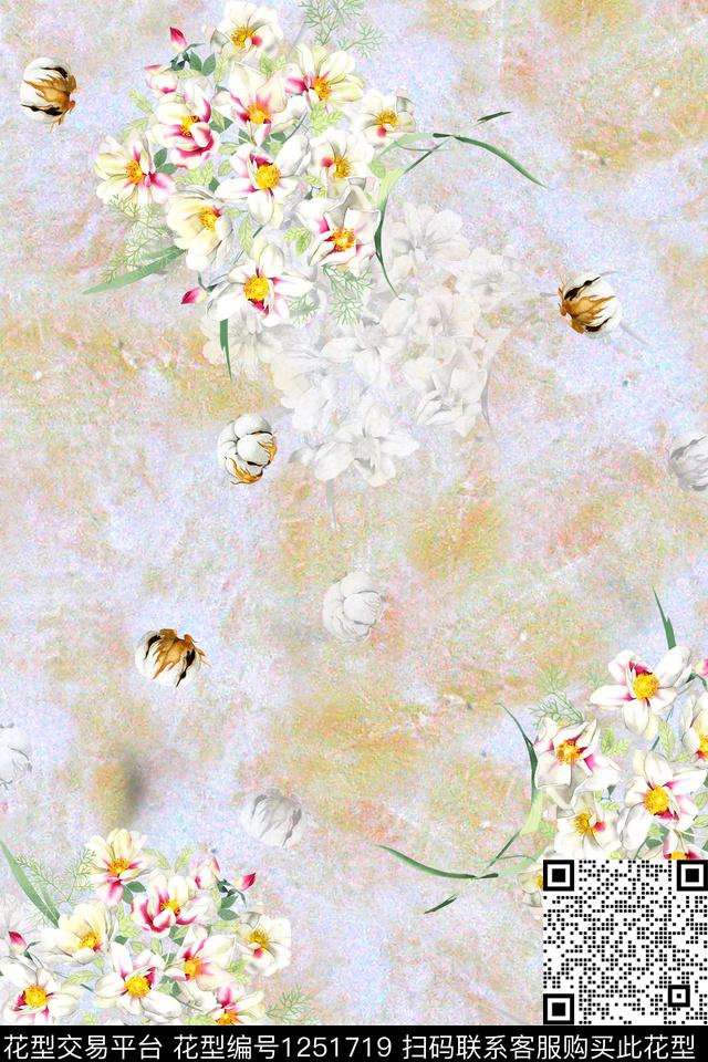 花卉底纹电脑合成数码印花华亿平台下载（图片编号: 1251719） - 瓦栏（Walan）