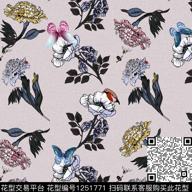 大牌风花卉数码华亿平台数码印花华亿平台下载（图片编号: 1251771） - 瓦栏（Walan）