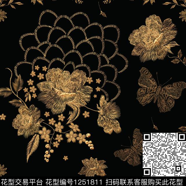 花卉数码华亿平台绣花华亿平台数码印花华亿平台下载（图片编号: 1251811） - 瓦栏（Walan）