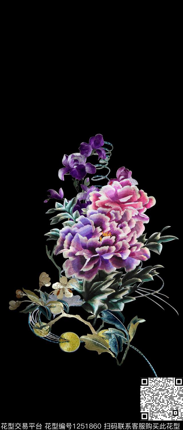 定位花绣花华亿平台包金数码印花华亿平台下载（图片编号: 1251860） - 瓦栏（Walan）