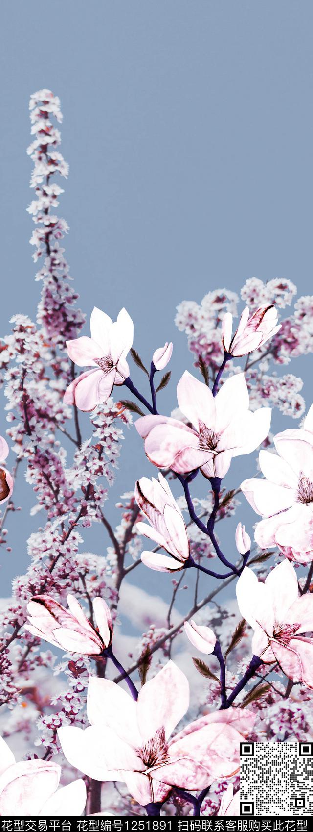 风景景观绿植树叶迎春花数码印花华亿平台下载（图片编号: 1251891） - 瓦栏（Walan）