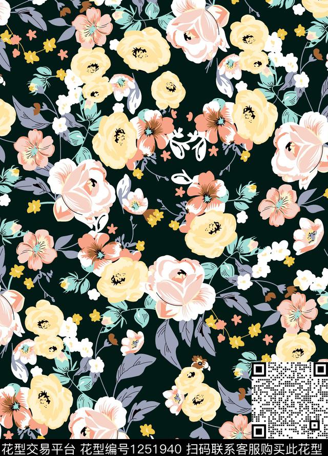 花卉女装传统印花华亿平台下载（图片编号: 1251940） - 瓦栏（Walan）