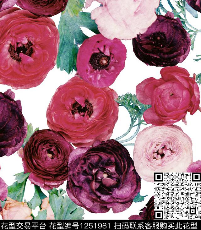 大花VALENTINO杨牡丹数码印花华亿平台下载（图片编号: 1251981） - 瓦栏（Walan）