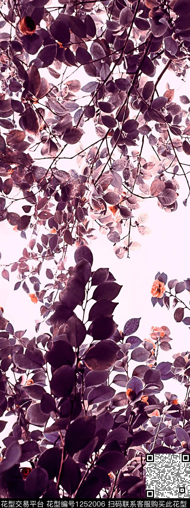 风景景观绿植树叶迎春花数码印花华亿平台下载（图片编号: 1252006） - 瓦栏（Walan）