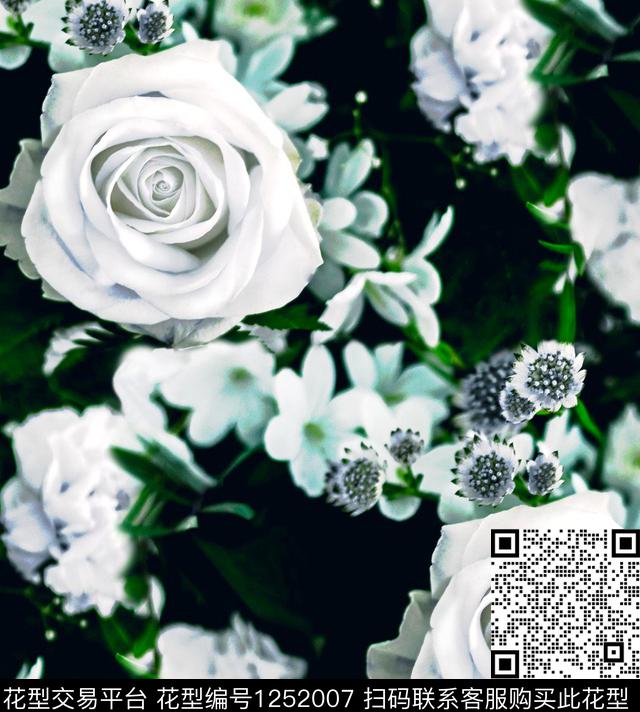 玫瑰花大花摄影数码印花华亿平台下载（图片编号: 1252007） - 瓦栏（Walan）