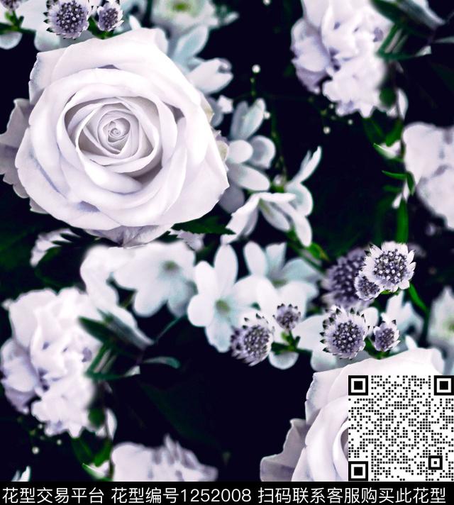 玫瑰花大花摄影数码印花华亿平台下载（图片编号: 1252008） - 瓦栏（Walan）