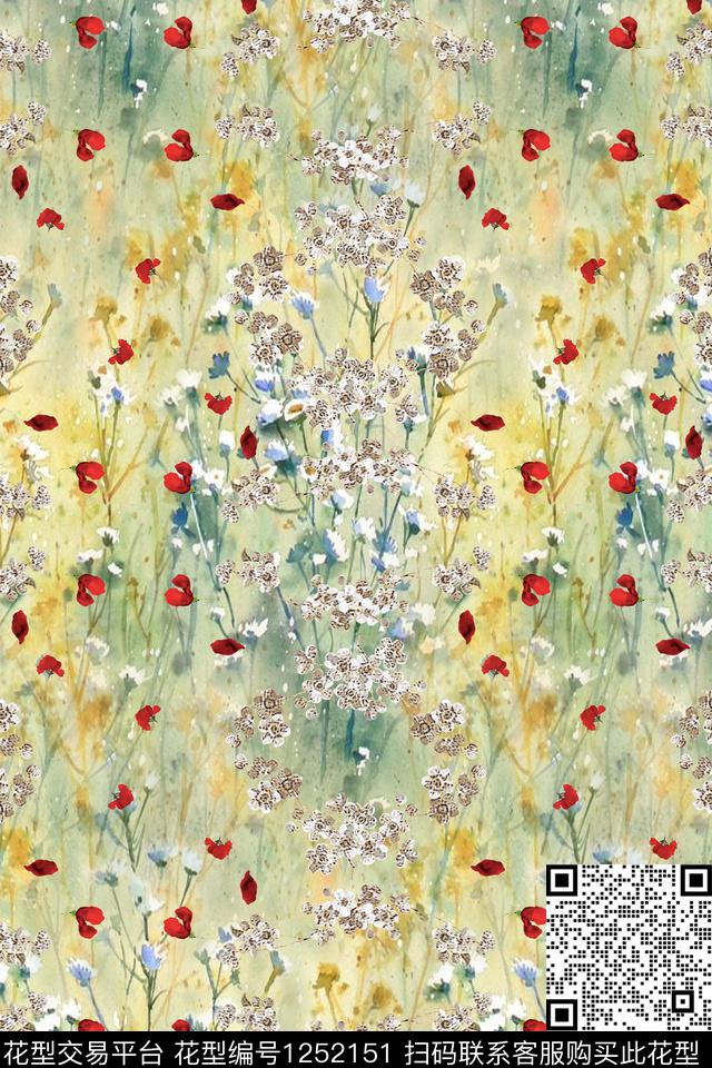 花卉底纹电脑合成数码印花华亿平台下载（图片编号: 1252151） - 瓦栏（Walan）