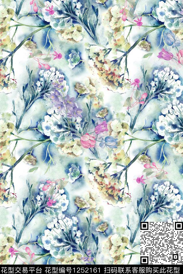 花卉底纹电脑合成数码印花华亿平台下载（图片编号: 1252161） - 瓦栏（Walan）