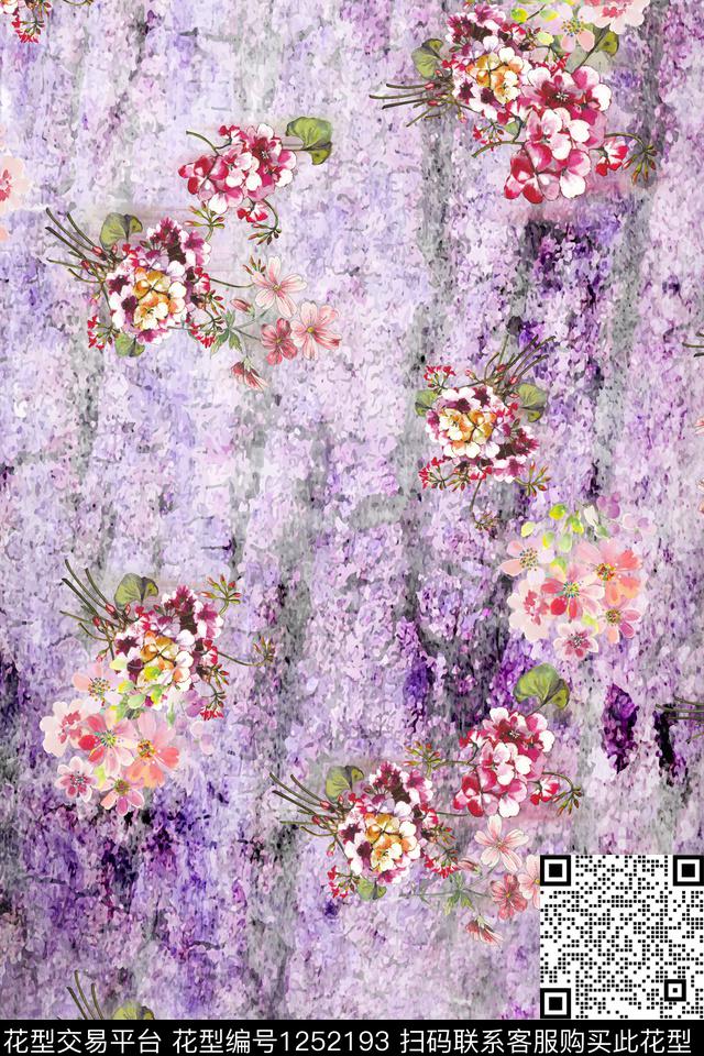 花卉底纹电脑合成数码印花华亿平台下载（图片编号: 1252193） - 瓦栏（Walan）