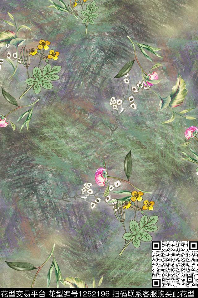 花卉底纹电脑合成数码印花华亿平台下载（图片编号: 1252196） - 瓦栏（Walan）