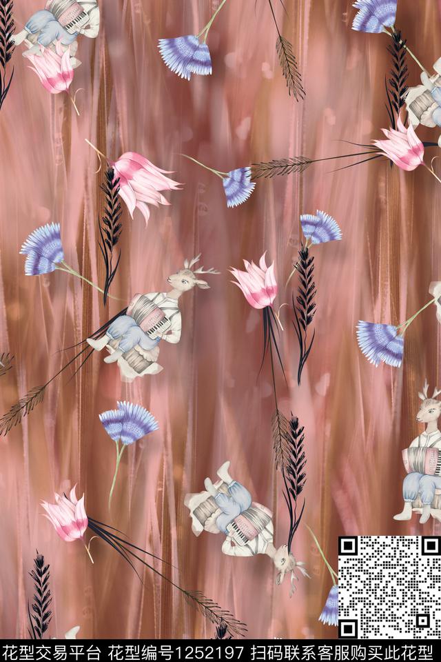 花卉底纹电脑合成数码印花华亿平台下载（图片编号: 1252197） - 瓦栏（Walan）