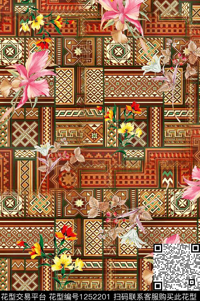 花卉底纹电脑合成数码印花华亿平台下载（图片编号: 1252201） - 瓦栏（Walan）