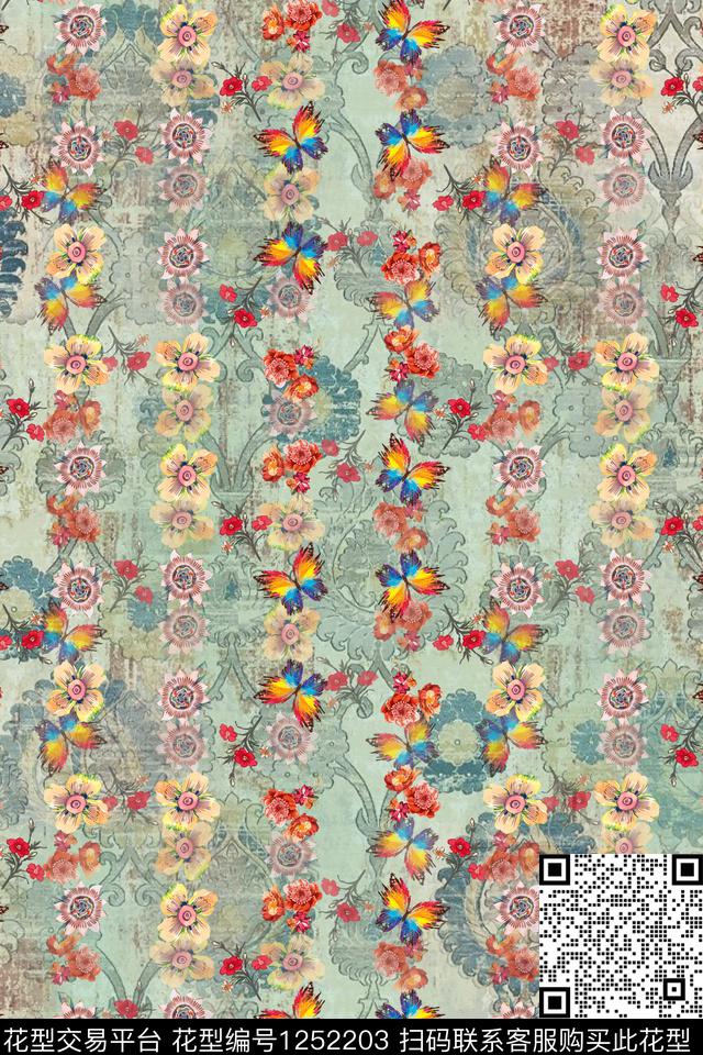 花卉底纹电脑合成数码印花华亿平台下载（图片编号: 1252203） - 瓦栏（Walan）