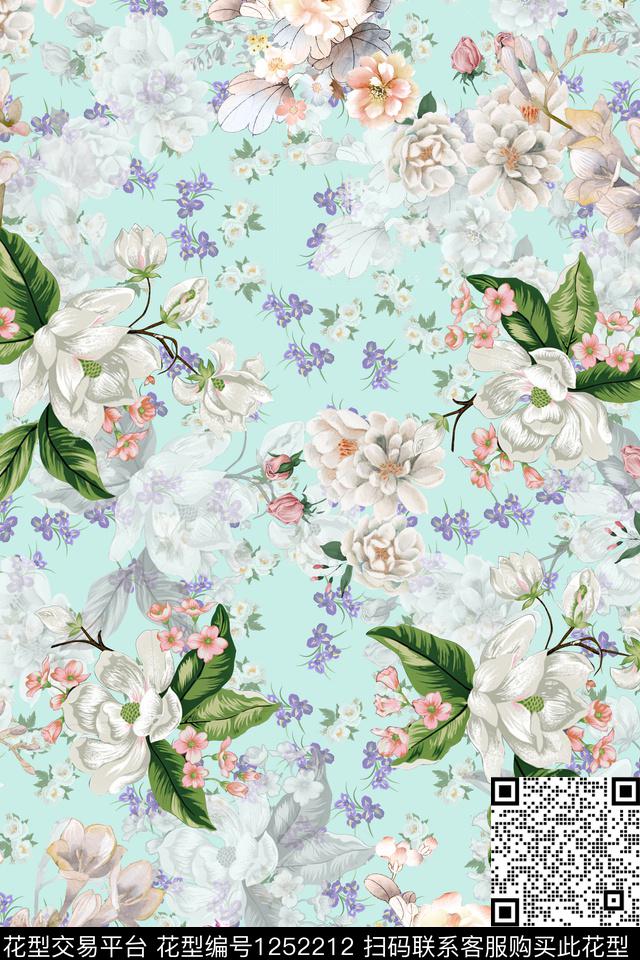 花卉底纹电脑合成数码印花华亿平台下载（图片编号: 1252212） - 瓦栏（Walan）