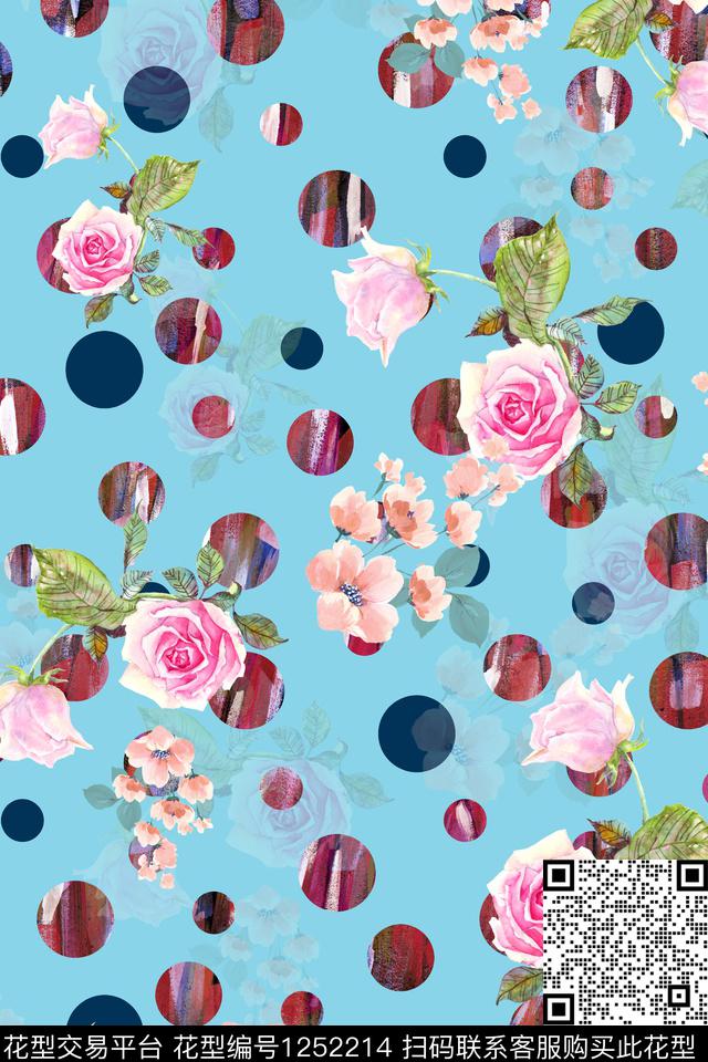清爽花卉底纹数码印花华亿平台下载（图片编号: 1252214） - 瓦栏（Walan）