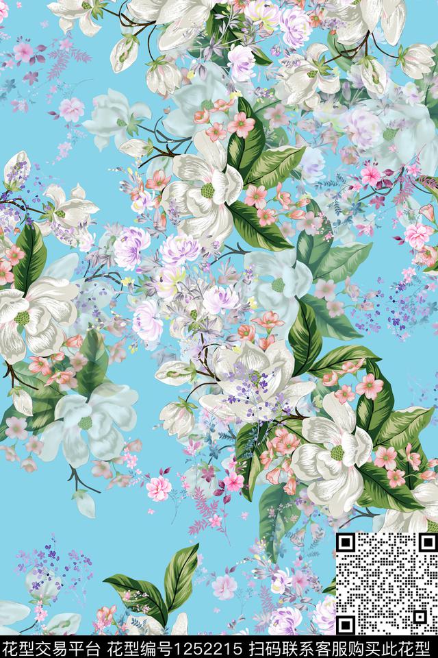 清爽花卉底纹数码印花华亿平台下载（图片编号: 1252215） - 瓦栏（Walan）