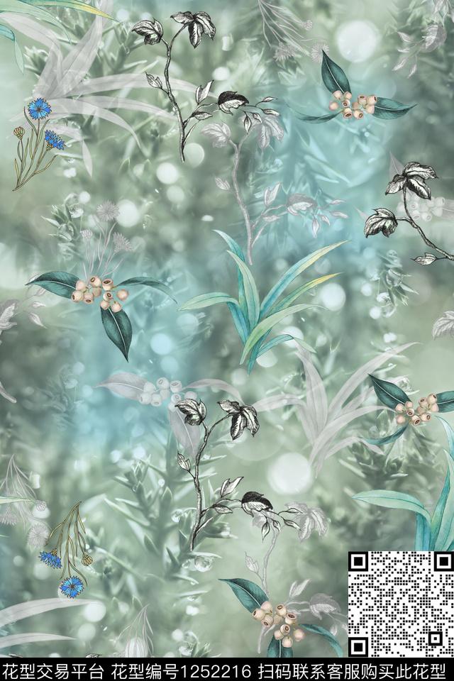 花卉底纹电脑合成数码印花华亿平台下载（图片编号: 1252216） - 瓦栏（Walan）