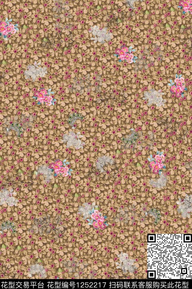 花卉底纹电脑合成数码印花华亿平台下载（图片编号: 1252217） - 瓦栏（Walan）