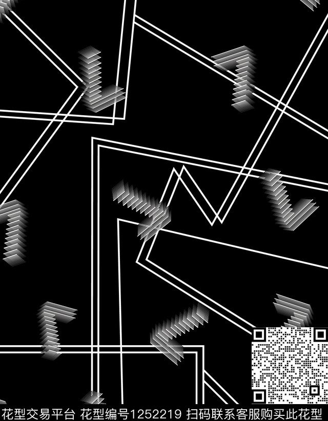 大牌风男装几何数码印花华亿平台下载（图片编号: 1252219） - 瓦栏（Walan）