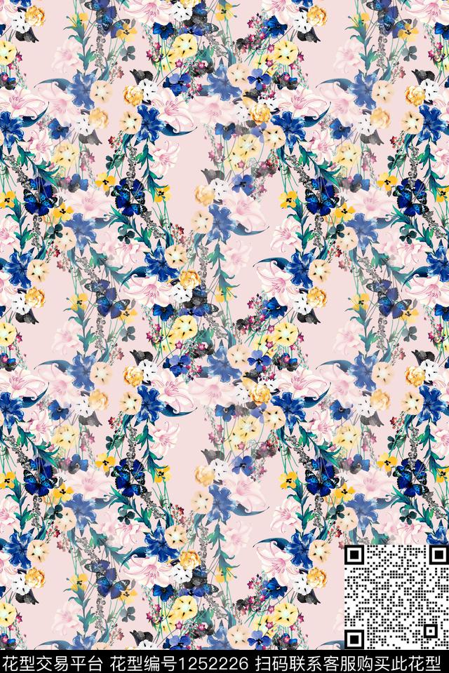 花卉底纹电脑合成数码印花华亿平台下载（图片编号: 1252226） - 瓦栏（Walan）