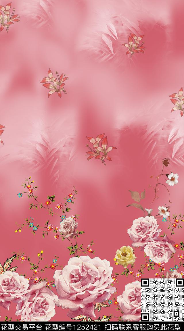 定位花大牌风花卉数码印花华亿平台下载（图片编号: 1252421） - 瓦栏（Walan）
