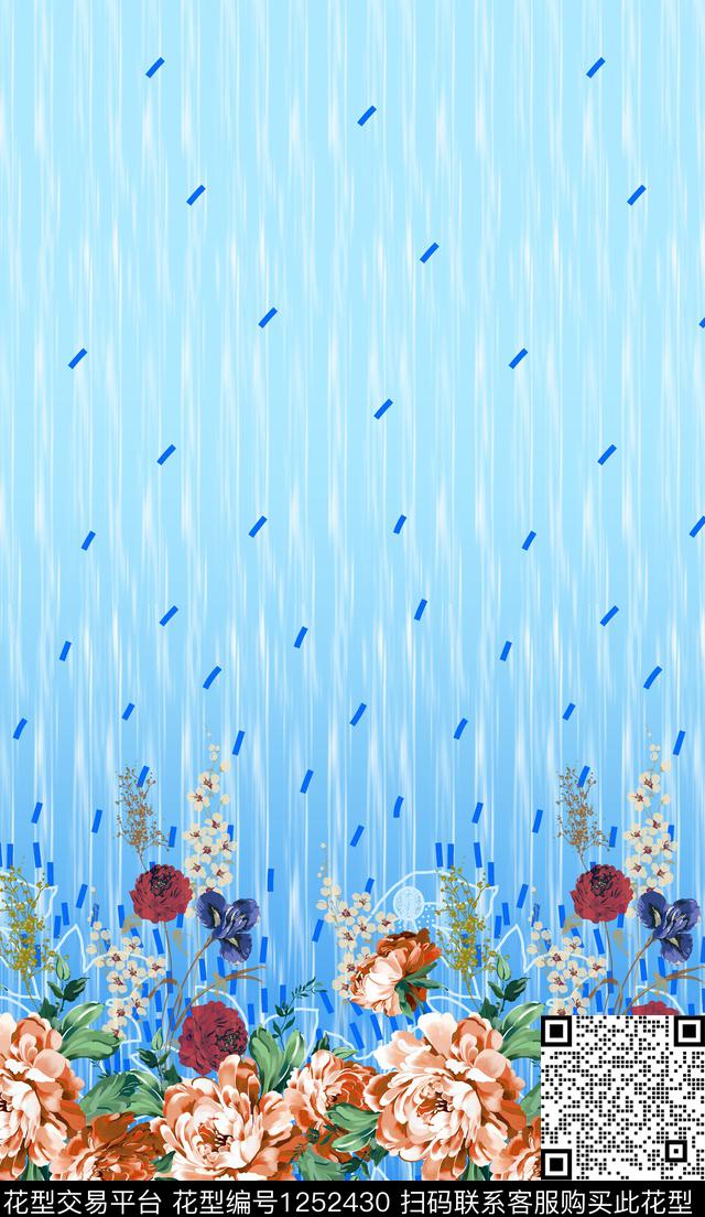 大牌风花卉定位花数码印花华亿平台下载（图片编号: 1252430） - 瓦栏（Walan）
