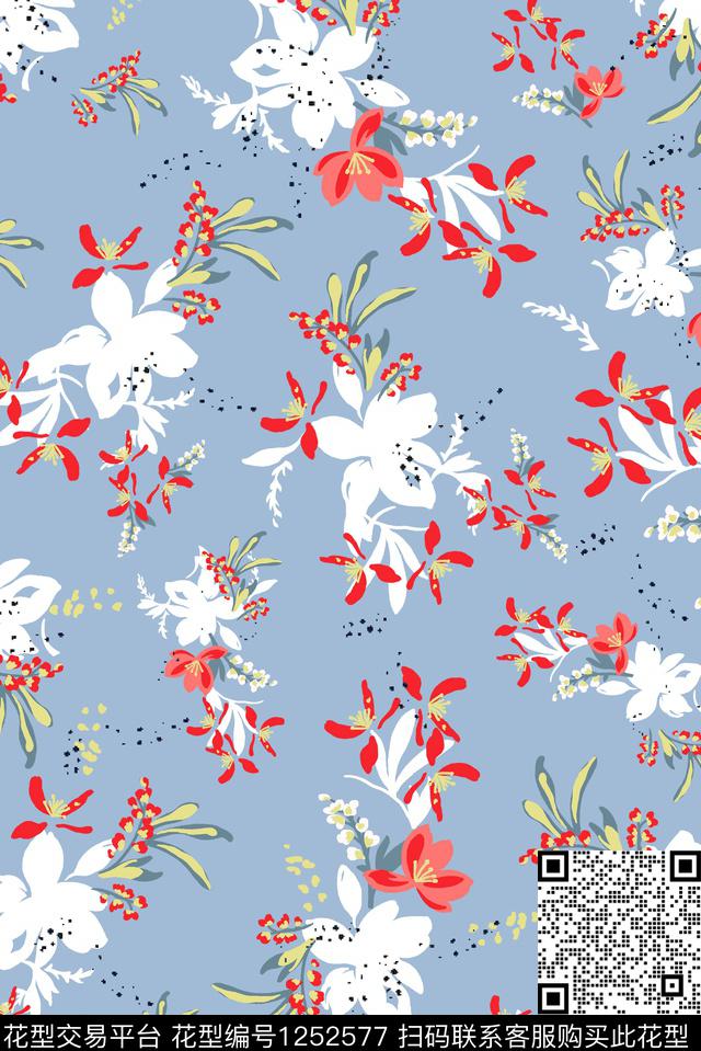 大牌风花卉小碎花传统印花华亿平台下载（图片编号: 1252577） - 瓦栏（Walan）