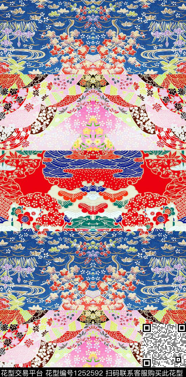 几何定位花数码华亿平台数码印花华亿平台下载（图片编号: 1252592） - 瓦栏（Walan）