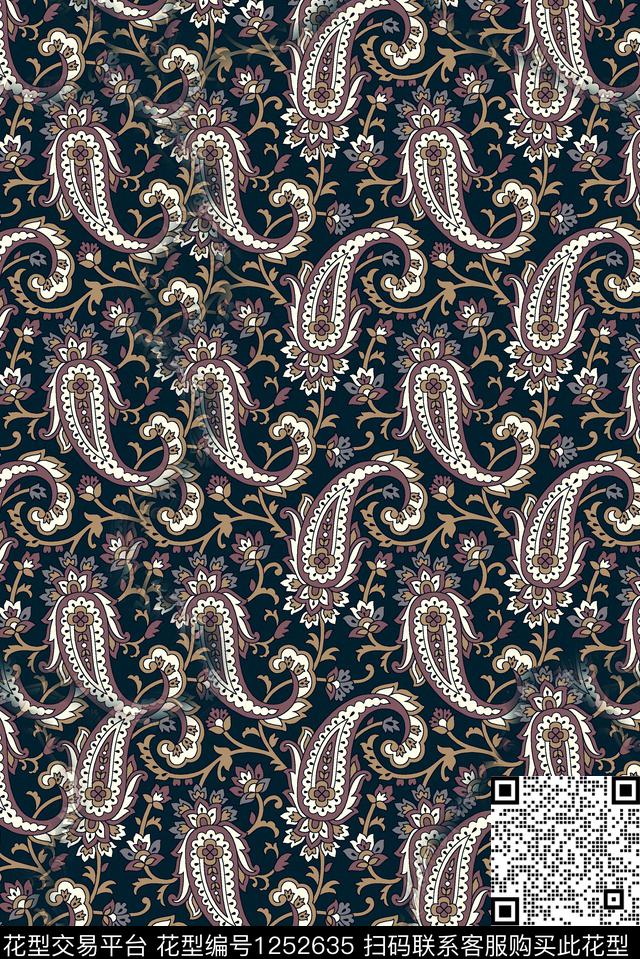 复古东南亚佩斯利数码印花华亿平台下载（图片编号: 1252635） - 瓦栏（Walan）