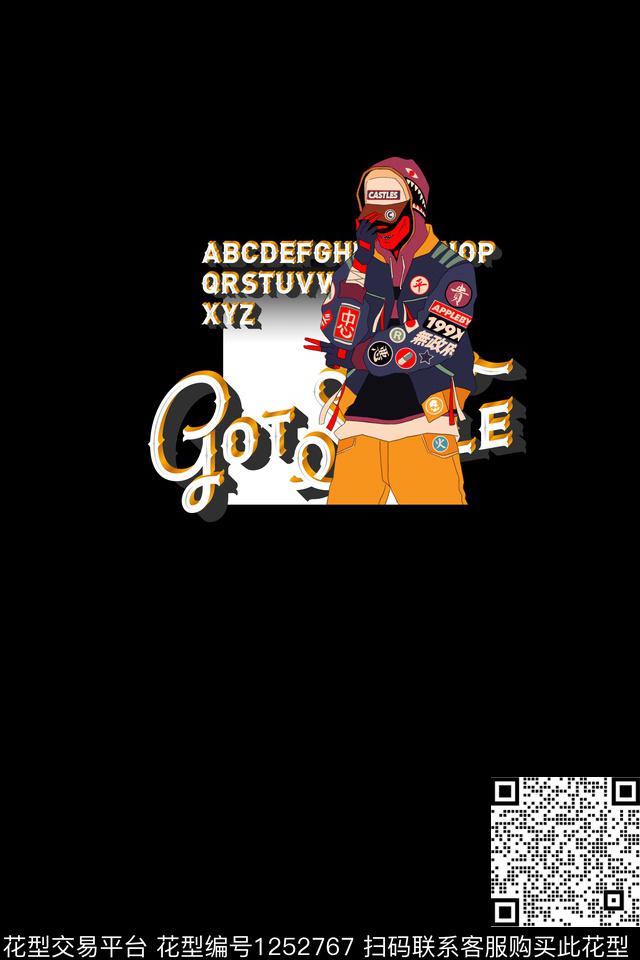 胸前独幅趣味卡通数码印花华亿平台下载（图片编号: 1252767） - 瓦栏（Walan）