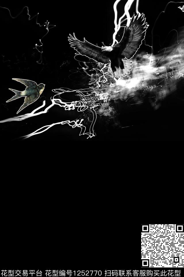 胸前独幅鸟趣味数码印花华亿平台下载（图片编号: 1252770） - 瓦栏（Walan）