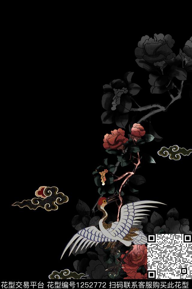 胸前独幅趣味花卉数码印花华亿平台下载（图片编号: 1252772） - 瓦栏（Walan）