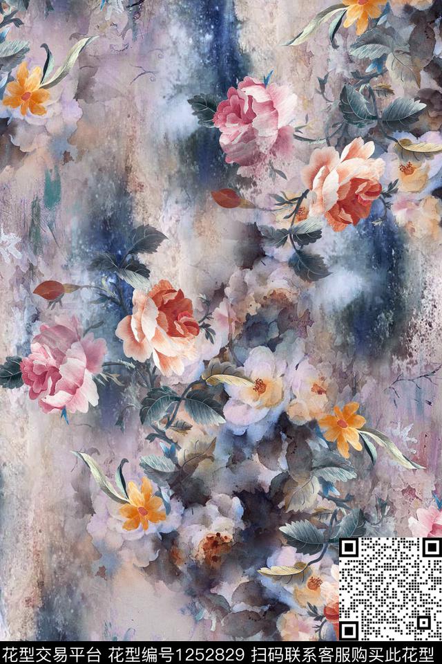 大牌风香云纱中国风数码印花华亿平台下载（图片编号: 1252829） - 瓦栏（Walan）