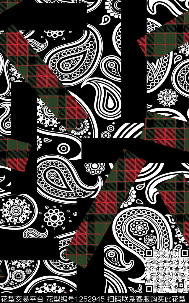 几何男装格子布纹数码印花华亿平台下载（图片编号: 1252945） - 瓦栏（Walan）